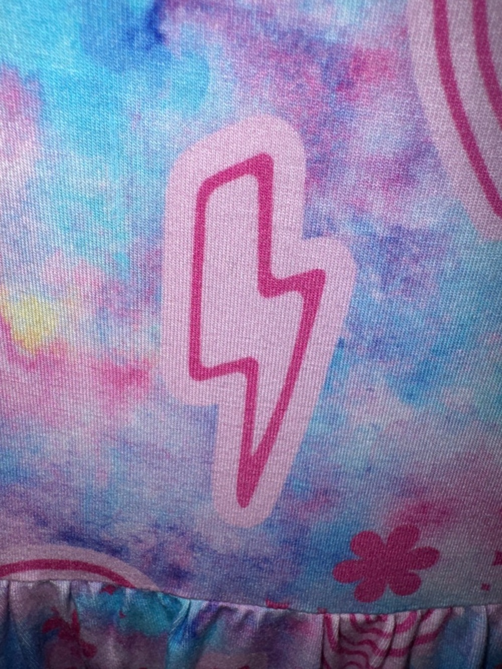 SNUGGLE BUMS Bamboo Twirl dress, size 5/6 Pink Tie-Dye Smiley & Butterfly Dress - Picture 3 of 3
